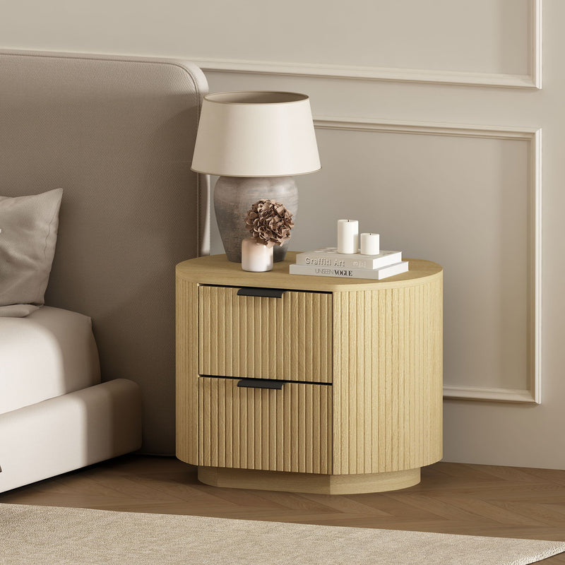 Olivia - Nightstand With 2 Drawers - Oak by HouseOfZazla