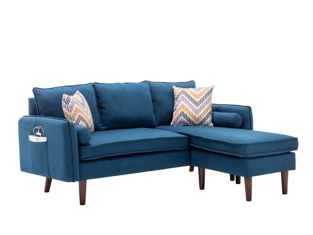 Mia Sectional Sofa Chaise With USB Charger And Pillows, photo 2 of 10