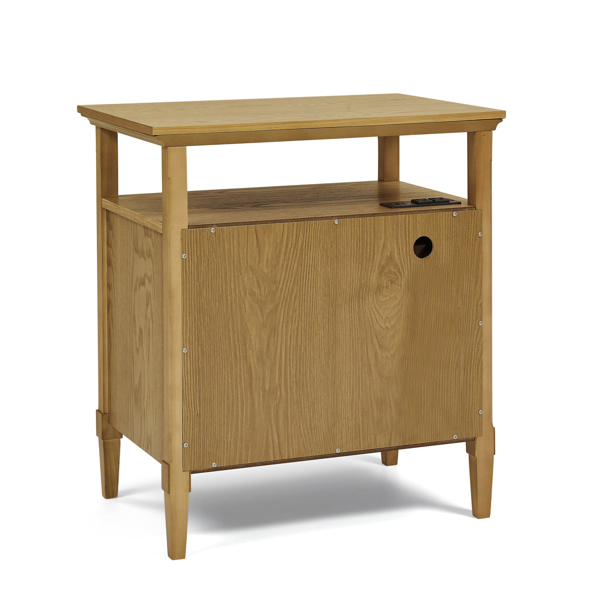 Wooden Bedside Nightstand with Open Cubby & 2 Storage Drawers - Bedroom Cabinet, photo 9 of 10