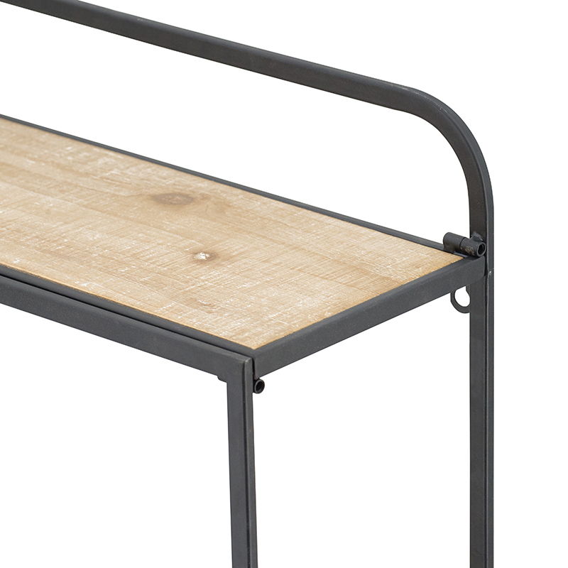 Black Brown Wall Shelf with Three Tiers - Iron & Fir Wood, photo 6 of 7