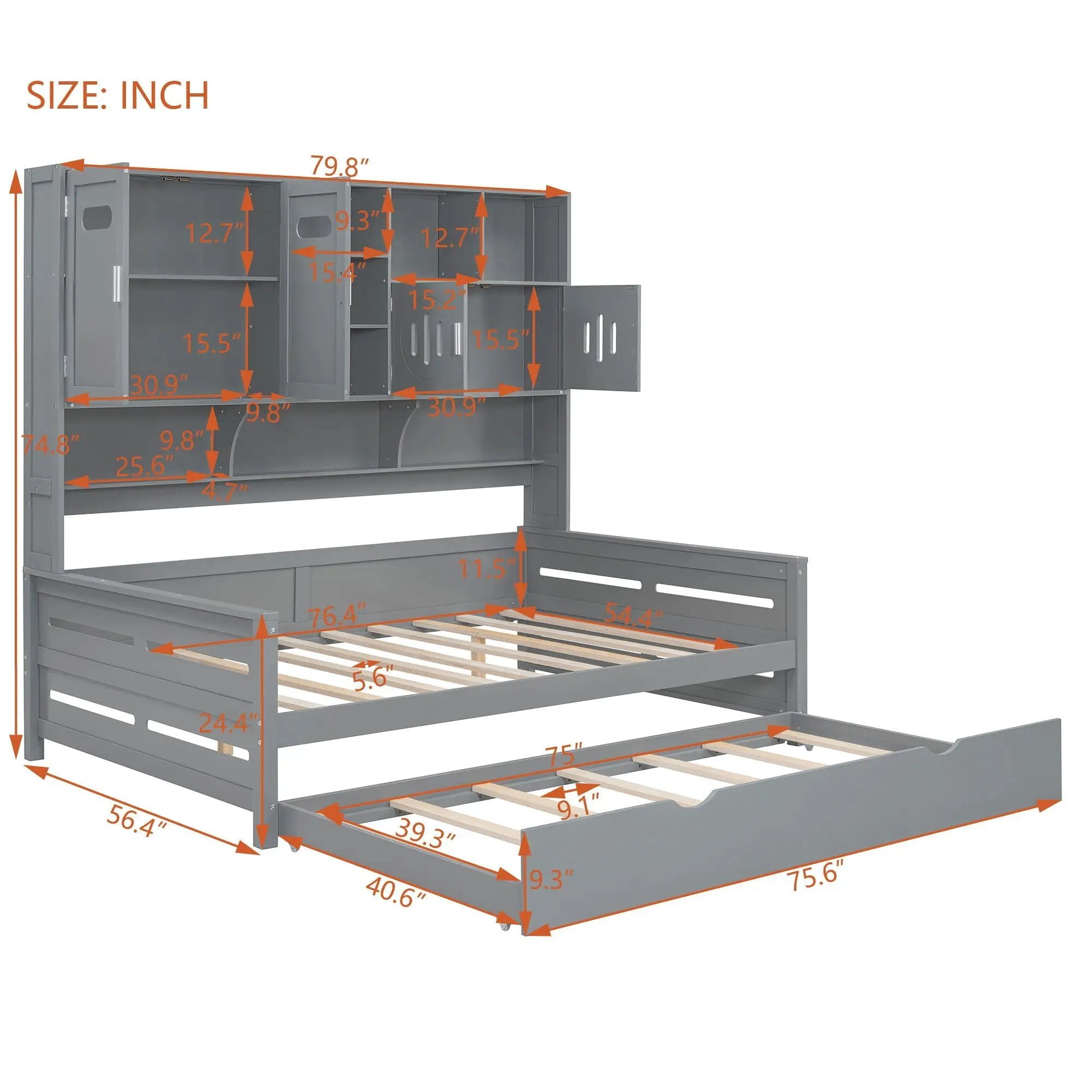 Daybed With All-In-One Cabinet And Shelf by HouseOfZazla