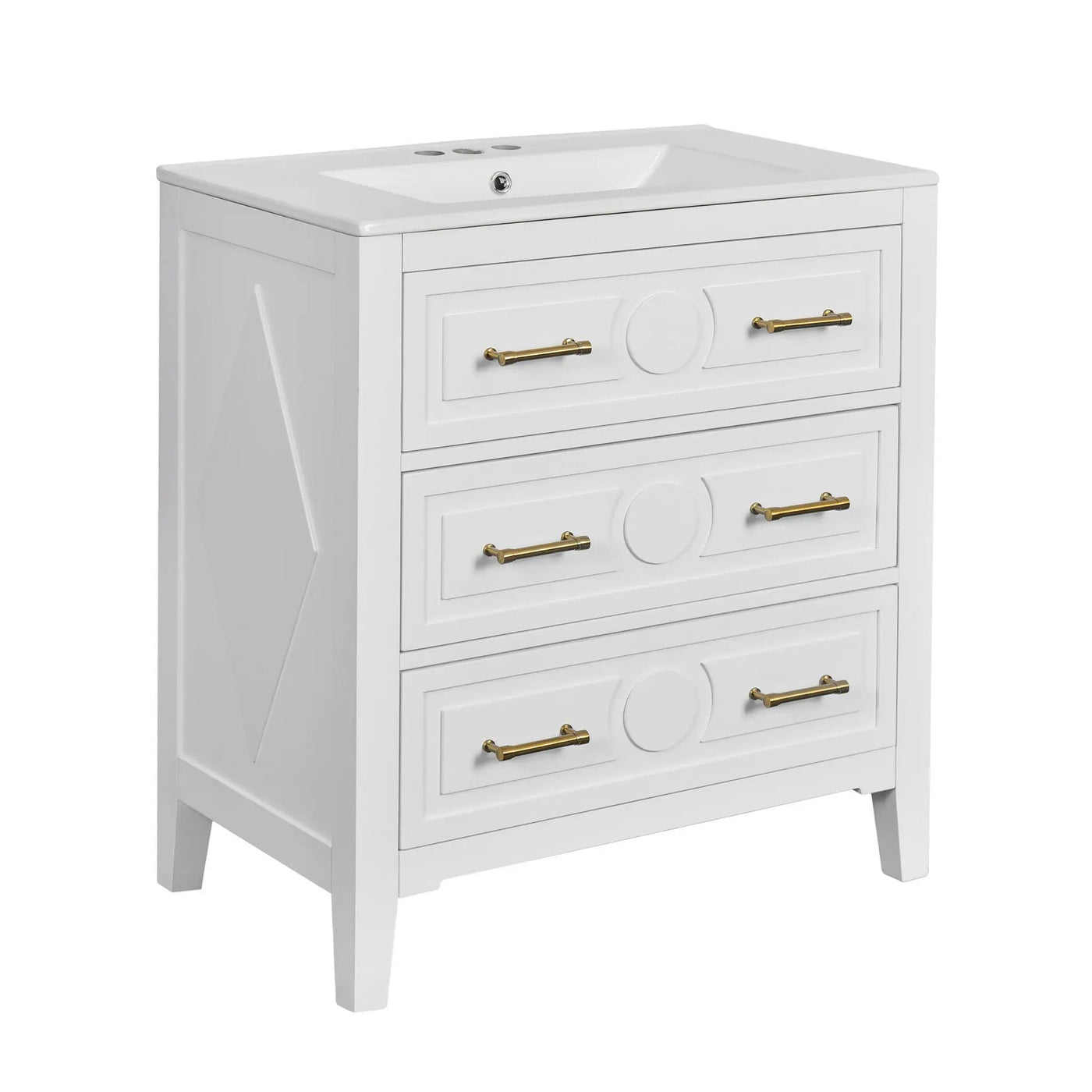 Retro Bathroom Vanity With Sink Combo, Free Standing Single Set With 3 Drawers by HouseOfZazla