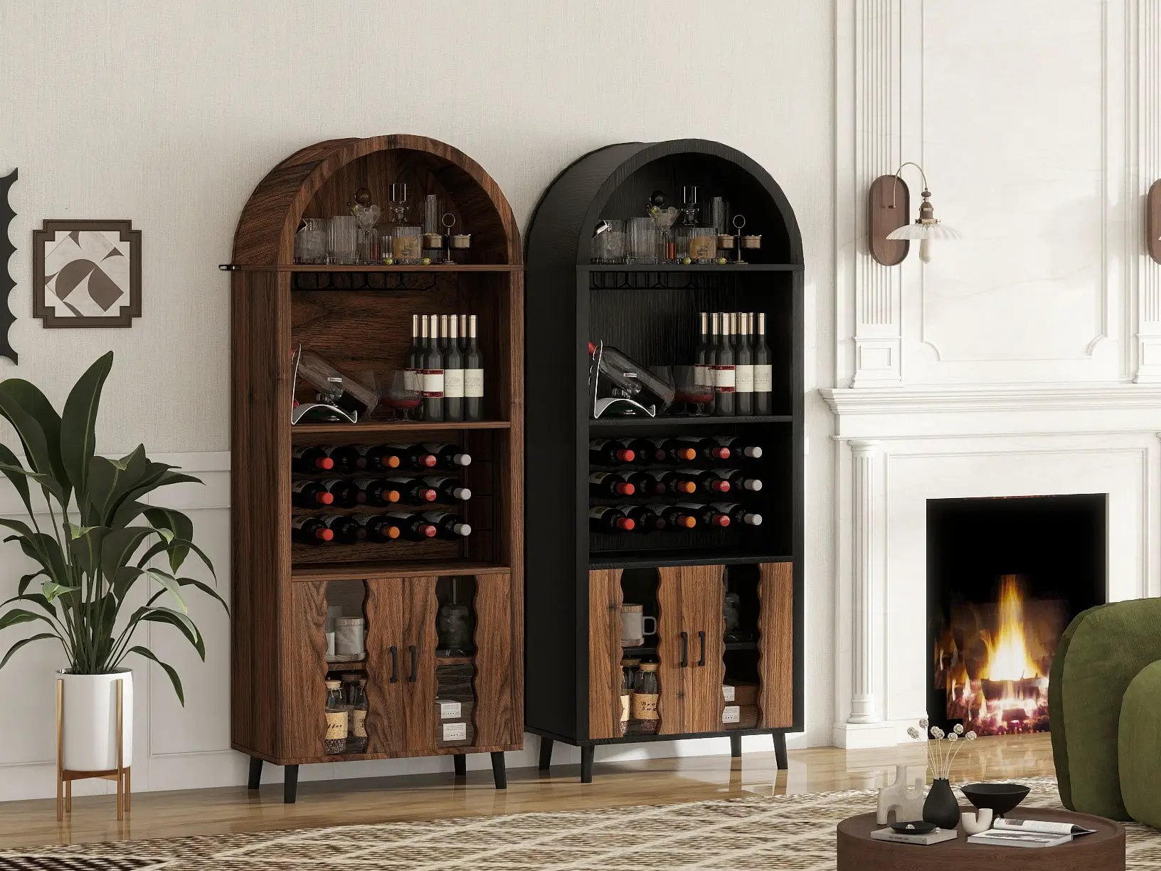 71' Farmhouse Arched Wine Bar Cabinet by HouseOfZazla