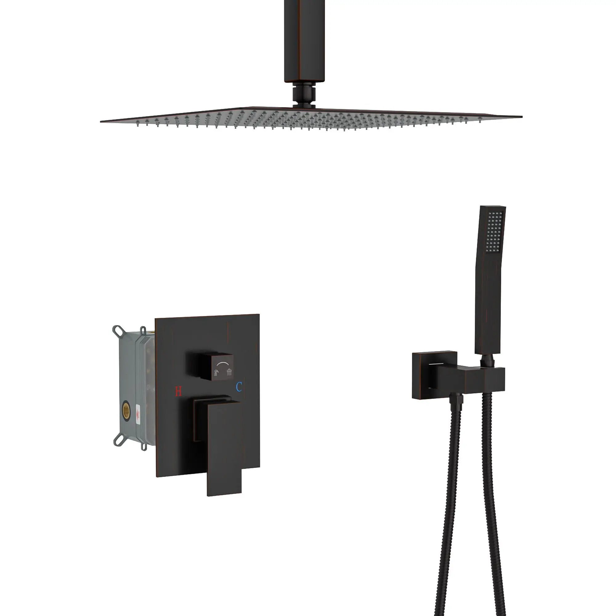 Dual Shower Head System With Ceiling Mount And Rough In Valve by HouseOfZazla