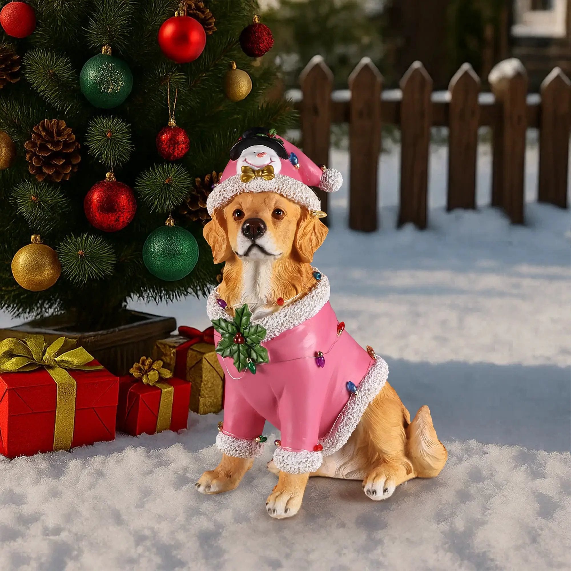 Christmas Golden Retriever Statue by HouseOfZazla