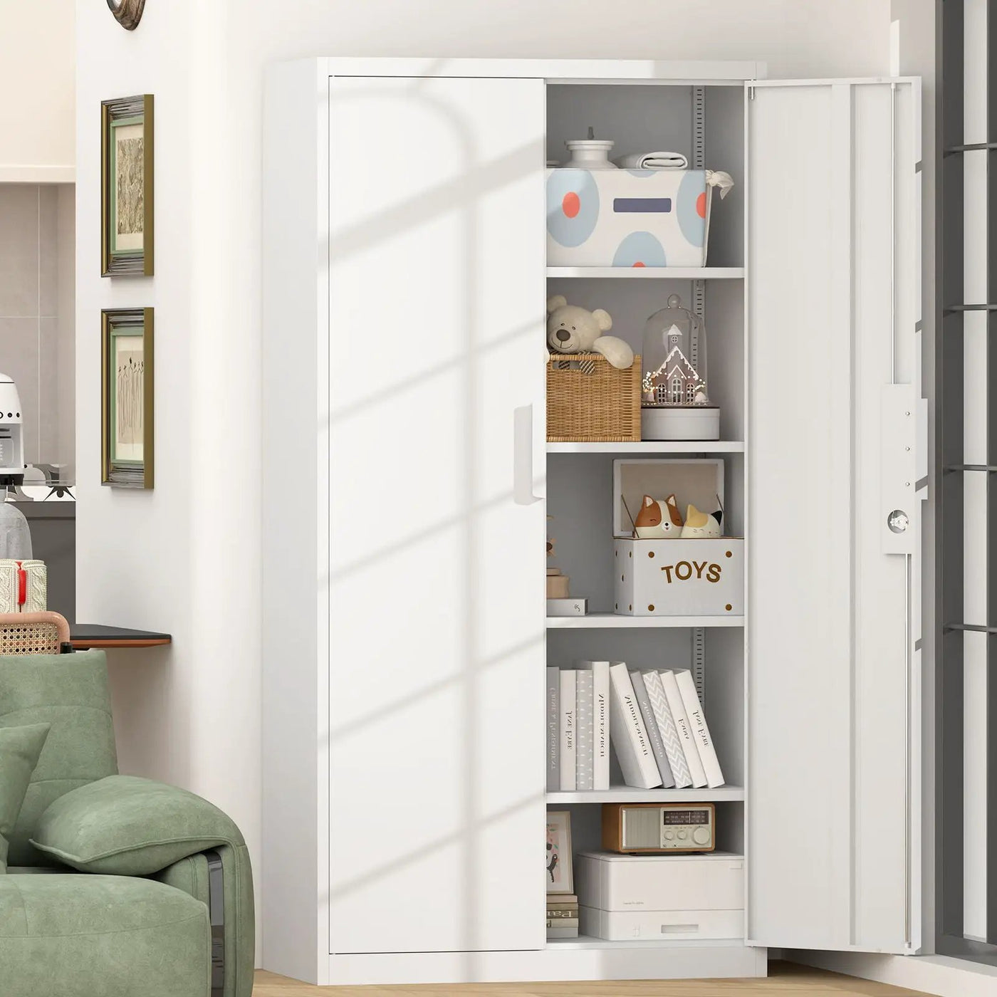 2 Door File Cabinet With Lock, 4 Adjustable Shelves, Heavy-Duty by HouseOfZazla