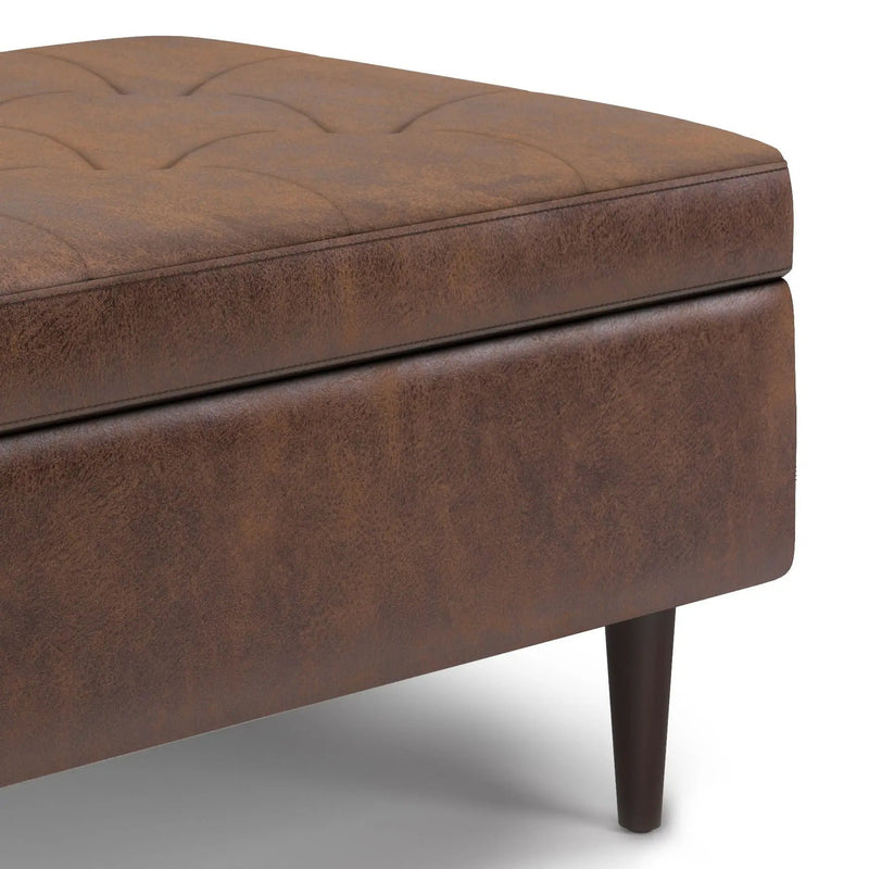 Shay - Large Square Coffee Table Storage Ottoman Mid-Century Style by HouseOfZazla