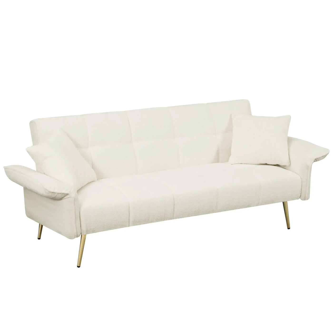 Convertible Double Futon Sofa Bed With Folding Armrests For Living Rooms by HouseOfZazla