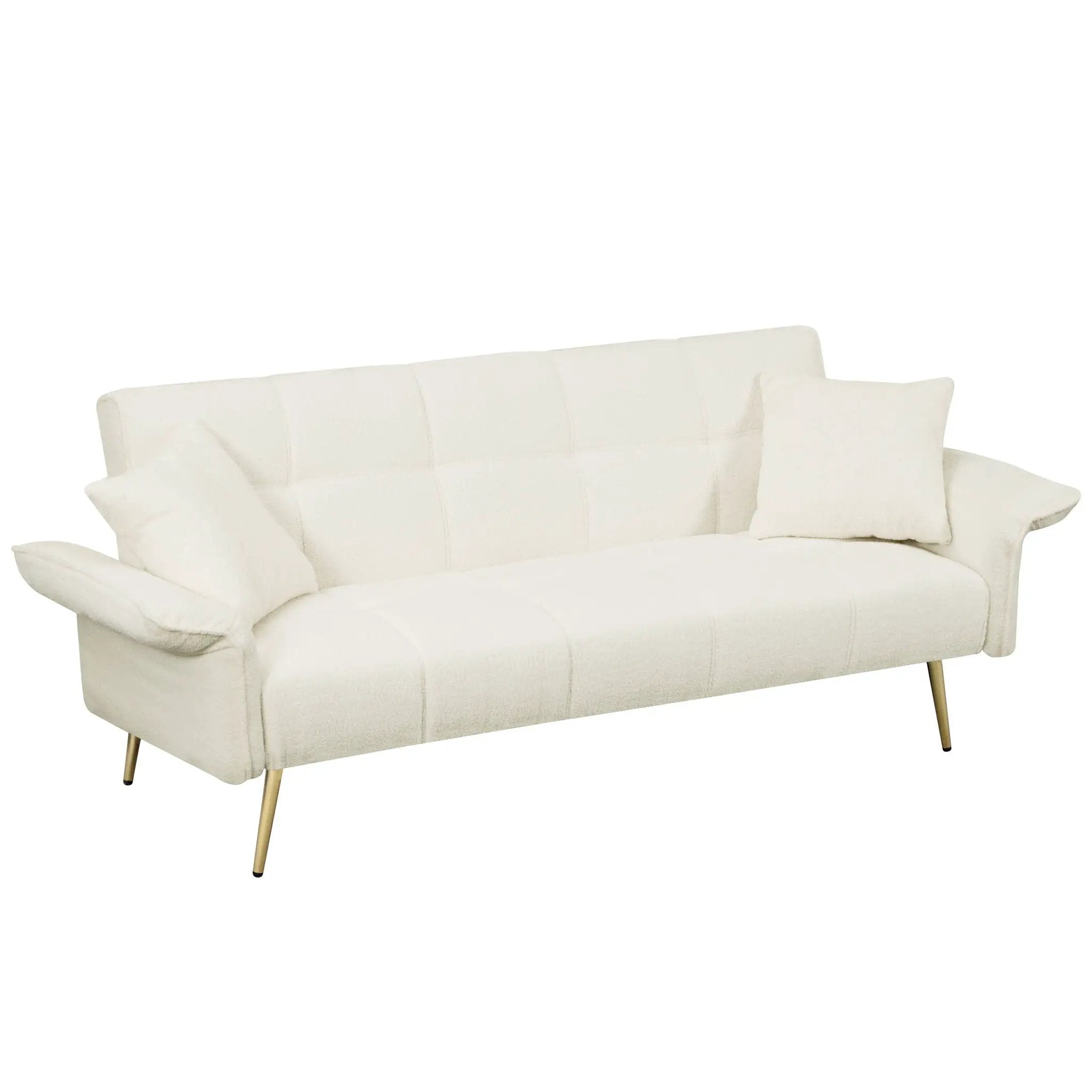 Convertible Double Futon Sofa Bed With Folding Armrests For Living Rooms by HouseOfZazla