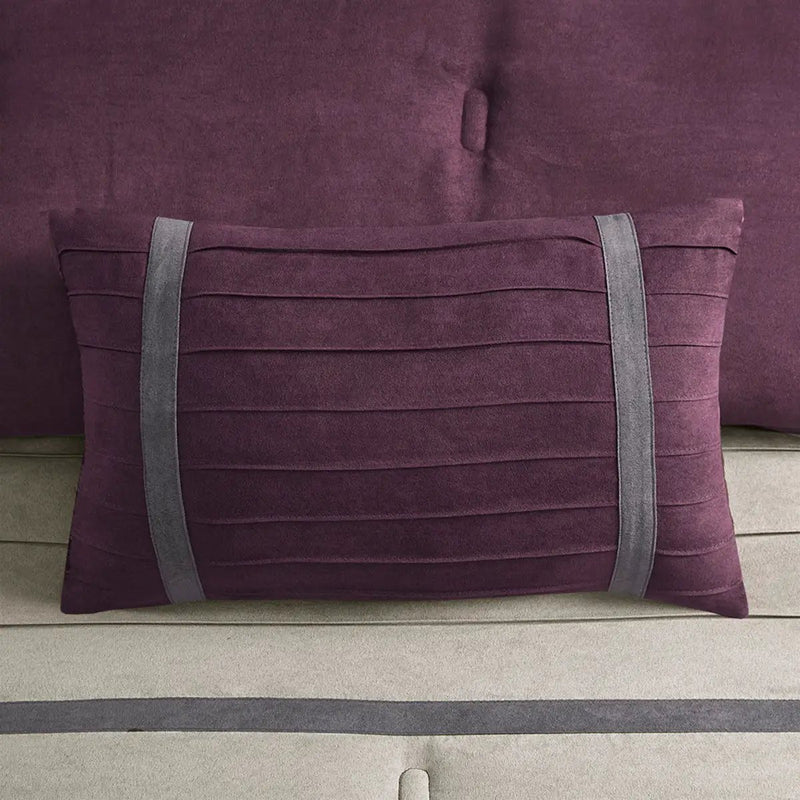 7 PC Pieced Faux Suede Comforter Set Purple King by HouseOfZazla