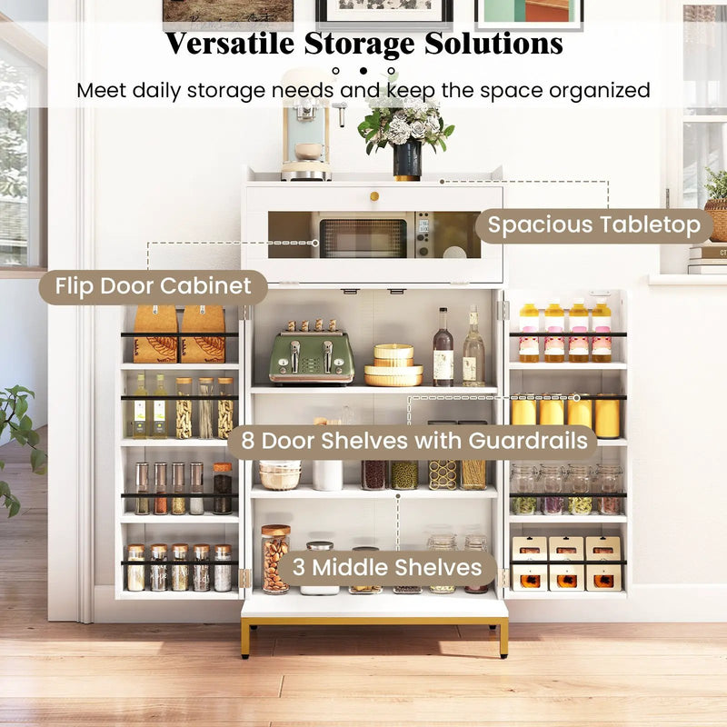 Kitchen Pantry Cabinet Freestanding Food Storage Cupboard-White by DirectDeals
