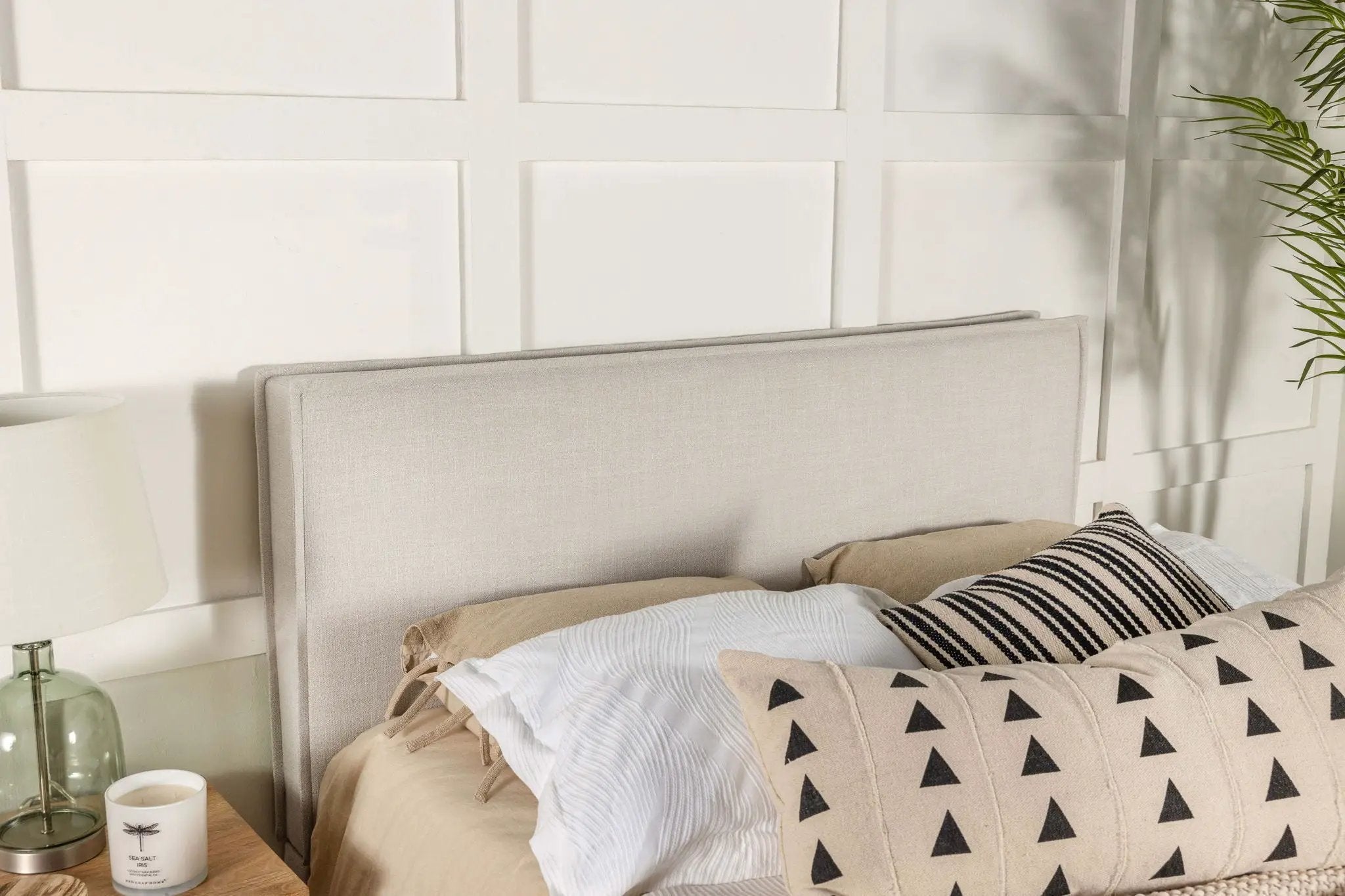 Izzy Upholstered King Panel Headboard Sand by Unique Piece Furniture