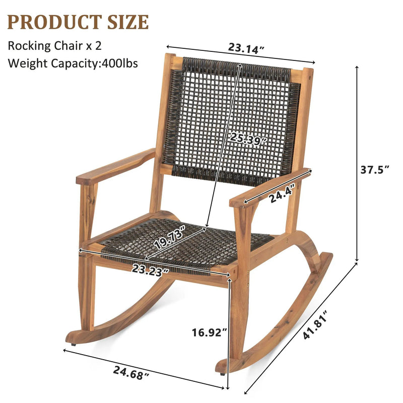 Go 2 Pieces Patio Rocking Chair Set by HouseOfZazla