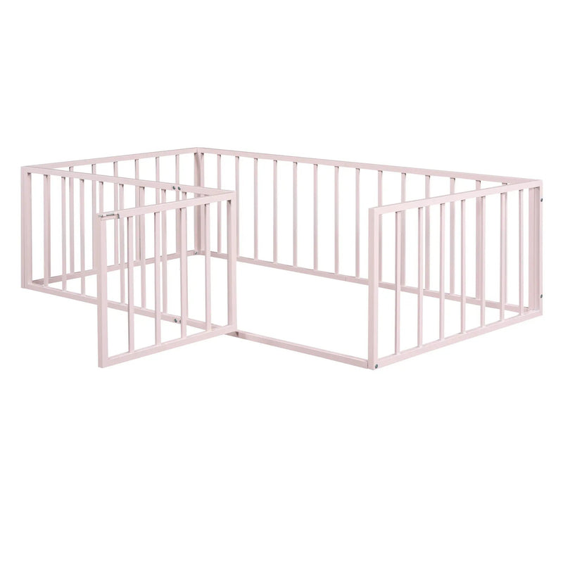 Metal Floor Bed Frame With Fence And Door by Unique Piece Furniture
