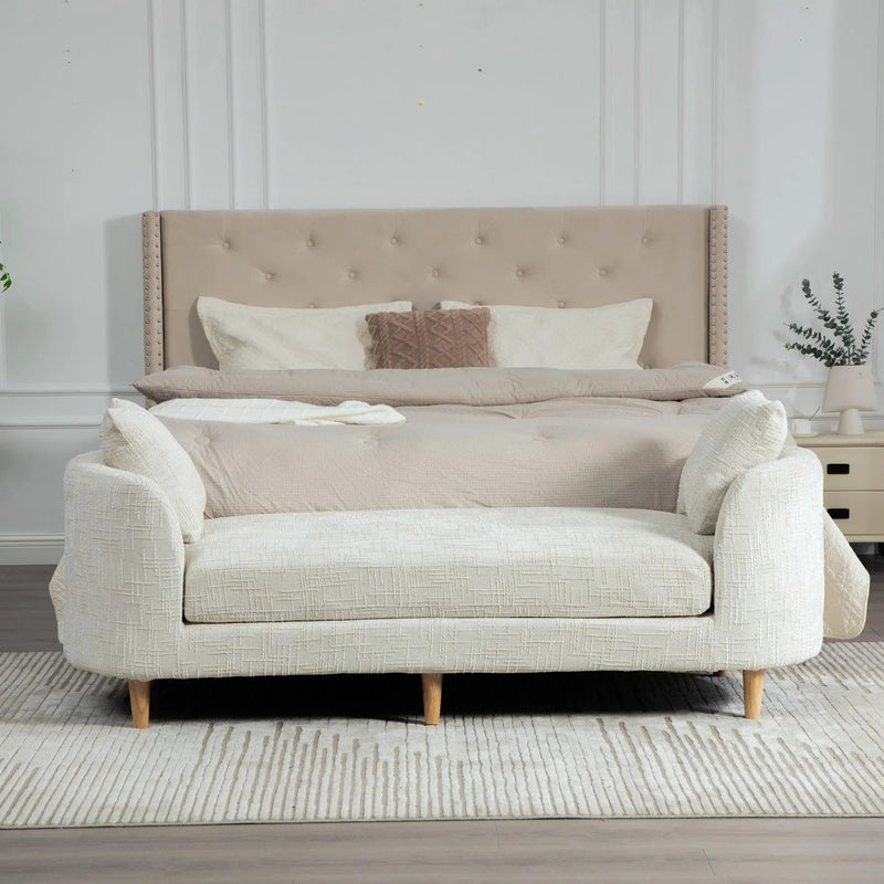 77.17" Wide Modern Upholstered End of Bed Bench by HouseOfZazla
