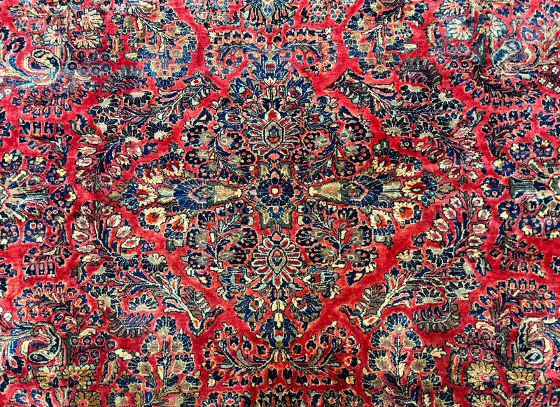Palace Size Persian Sarouk Rug 10x16, Rare Size, Red, Large Antique Persian Carpet by Jewel Rugs