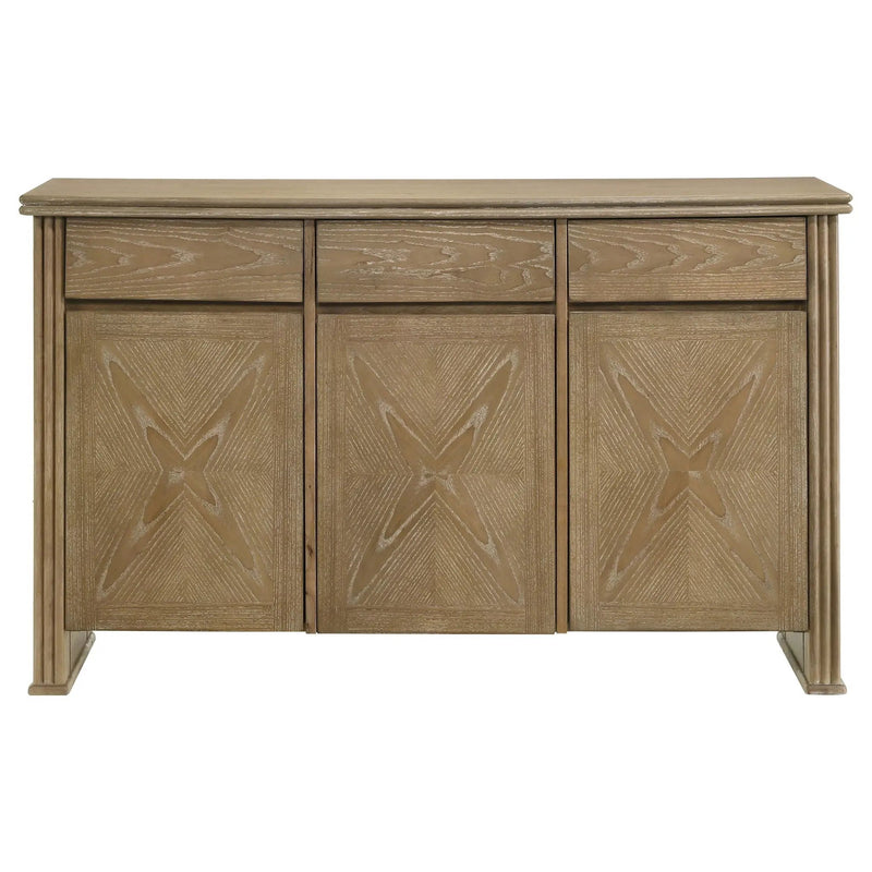 Adina 3-door 59-inch Sideboard Server Distressed Light Brown by Unique Piece Furniture