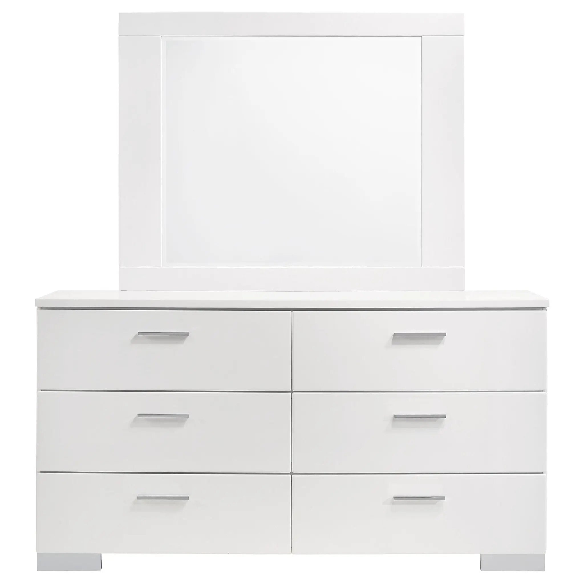Felicity 6-drawer Wood Dresser with Mirror White High Gloss by Unique Piece Furniture