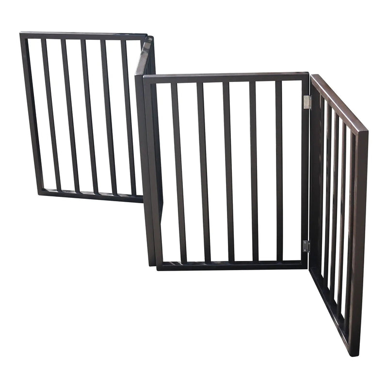 Pet Gate Dog Gate For Doorways, Stairs Or House Freestanding, Folding - Dark Brown by HouseOfZazla