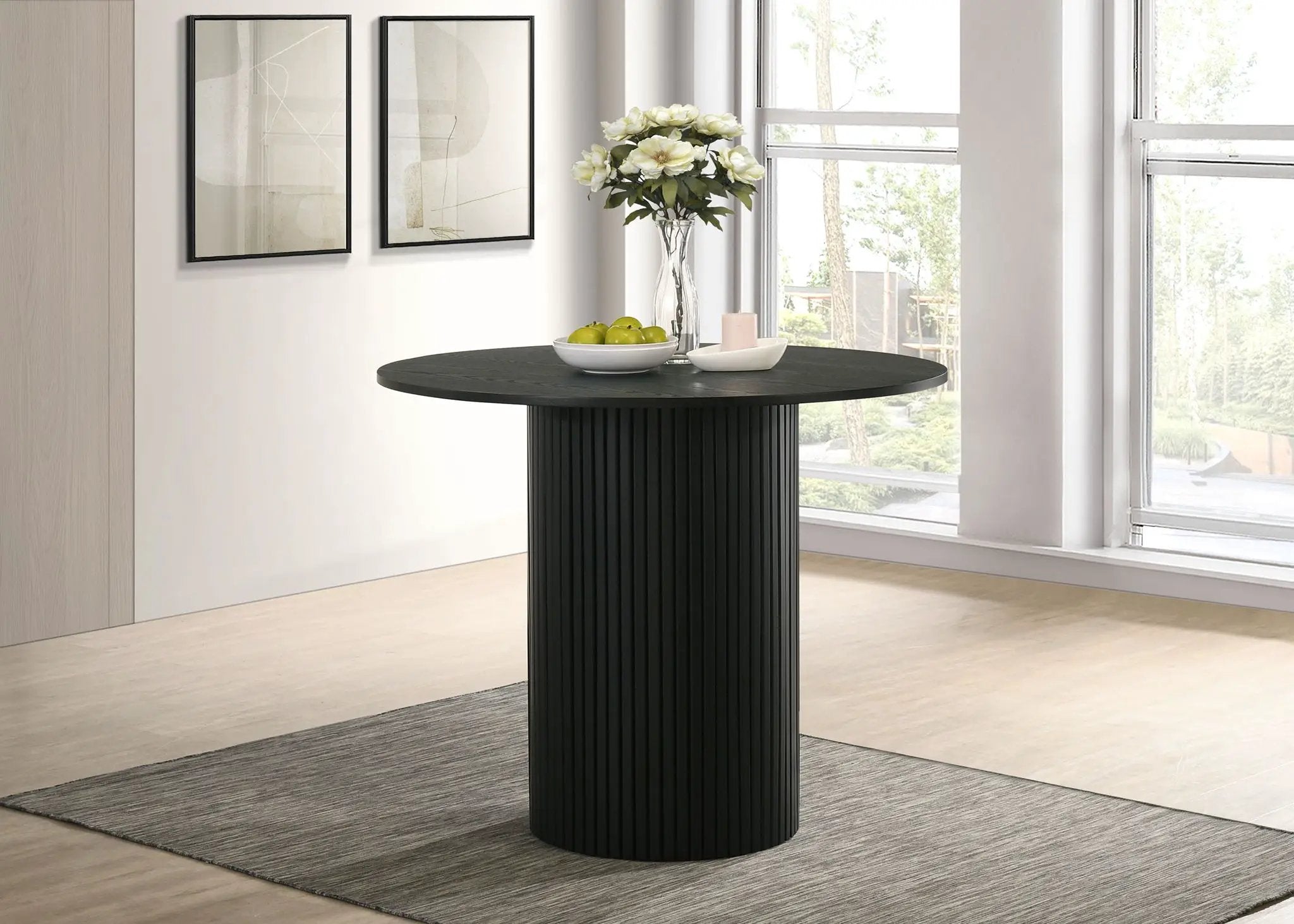 Hamlyn 43-inch Round Wood Counter Height Dining Table Black by Unique Piece Furniture