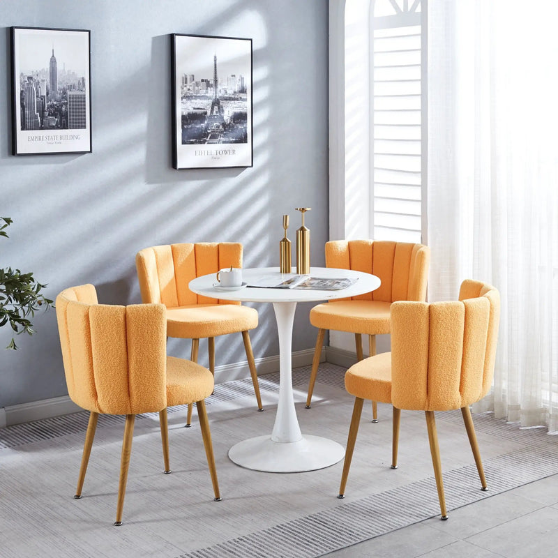 Modern Dining Chair (Set of 2) With Iron Tube Wood Color Legs, Shorthair Cushions And Comfortable Backrest, Suitable For Dining Room, Living Room, Cafe, Simple Structure by Unique Piece Furniture