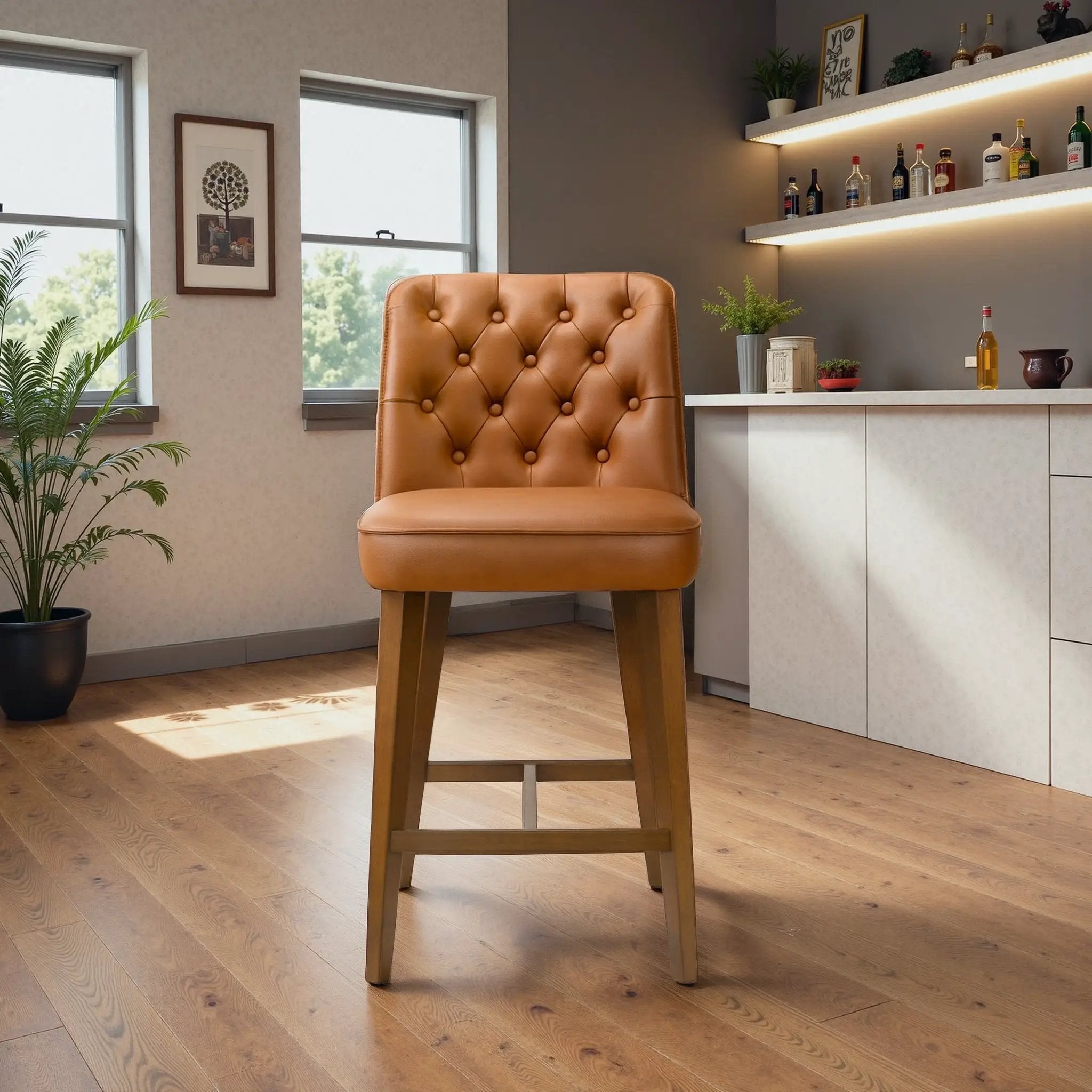 Peoria Elegant Mid-Century Modern Counter Stool for Kitchen Island by HouseOfZazla