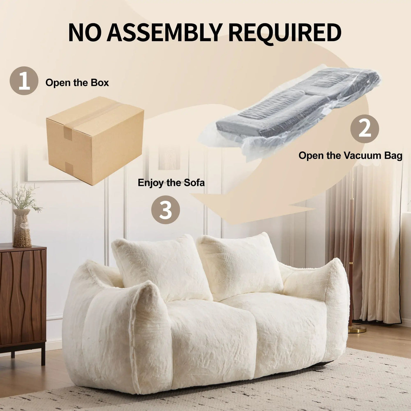 Giant Bean Bag Couch, Ultra Soft Fluffy Loveseat For Living Room by Unique Piece Furniture