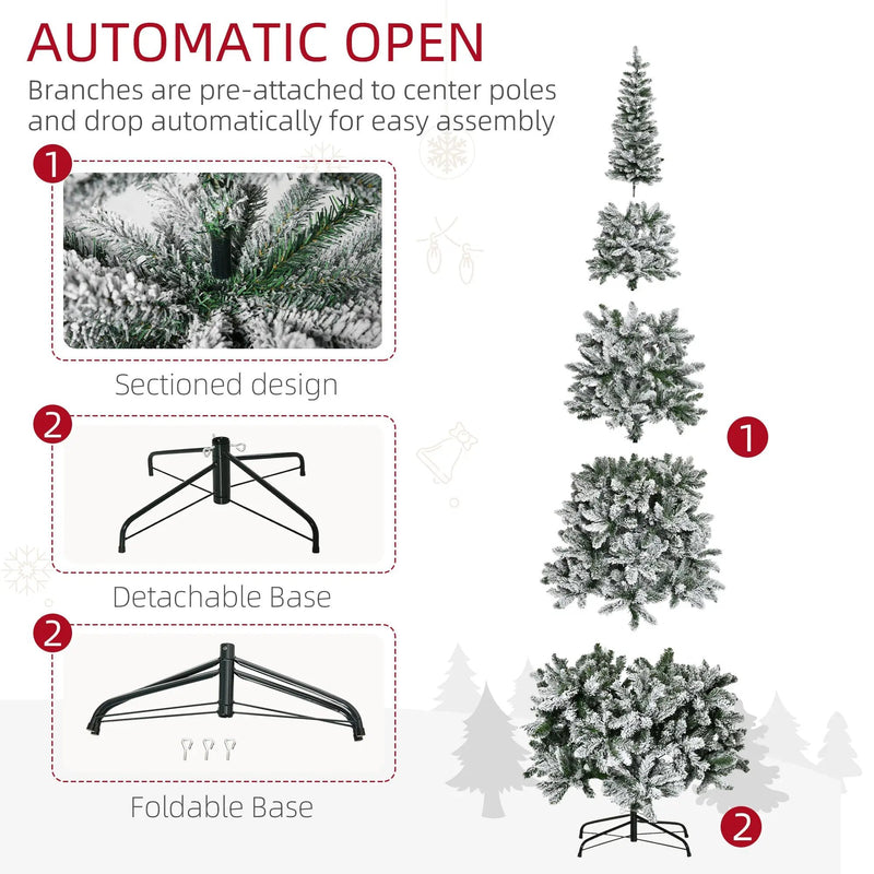 HOMCOM 9ft Unlit Snow-Flocked Slim Pine Artificial Christmas Tree by HouseOfZazla