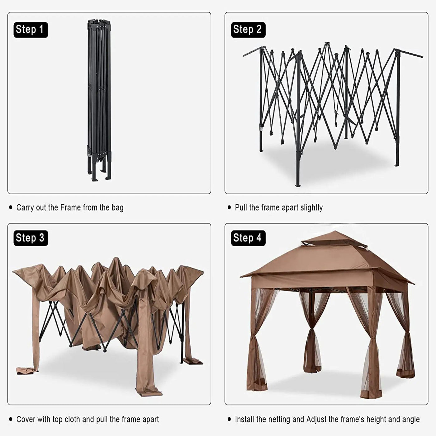Outdoor Pop Up Gazebo Canopy With 2 Tier Soft Top And Removable Zipper Netting by HouseOfZazla