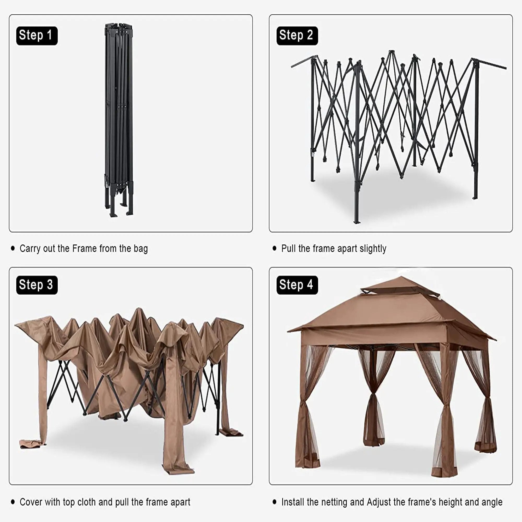Outdoor Pop Up Gazebo Canopy With 2 Tier Soft Top And Removable Zipper Netting by Unique Piece Furniture