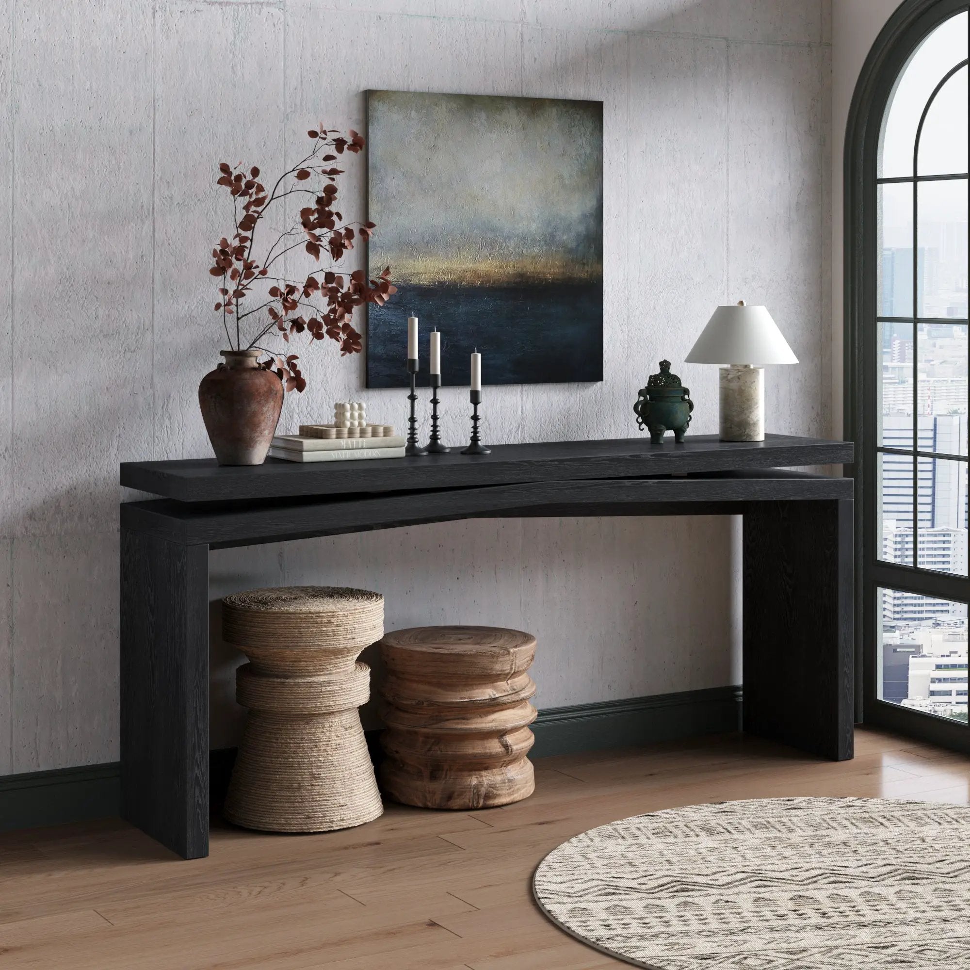65-Inch Rustic Solid Wood Veneer Console Table by HouseOfZazla