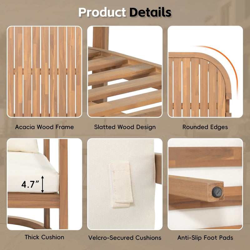 TOPMAX 4-Piece Modern Acacia Wood Sofa Set by HouseOfZazla
