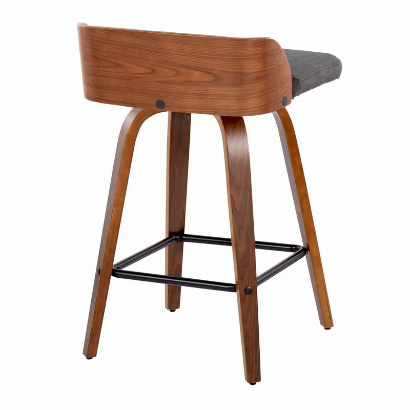 Maya - Mid Century Modern Fixed Height Counter Stool With Swivel And Square Footrest (Set of 2) by Unique Piece Furniture