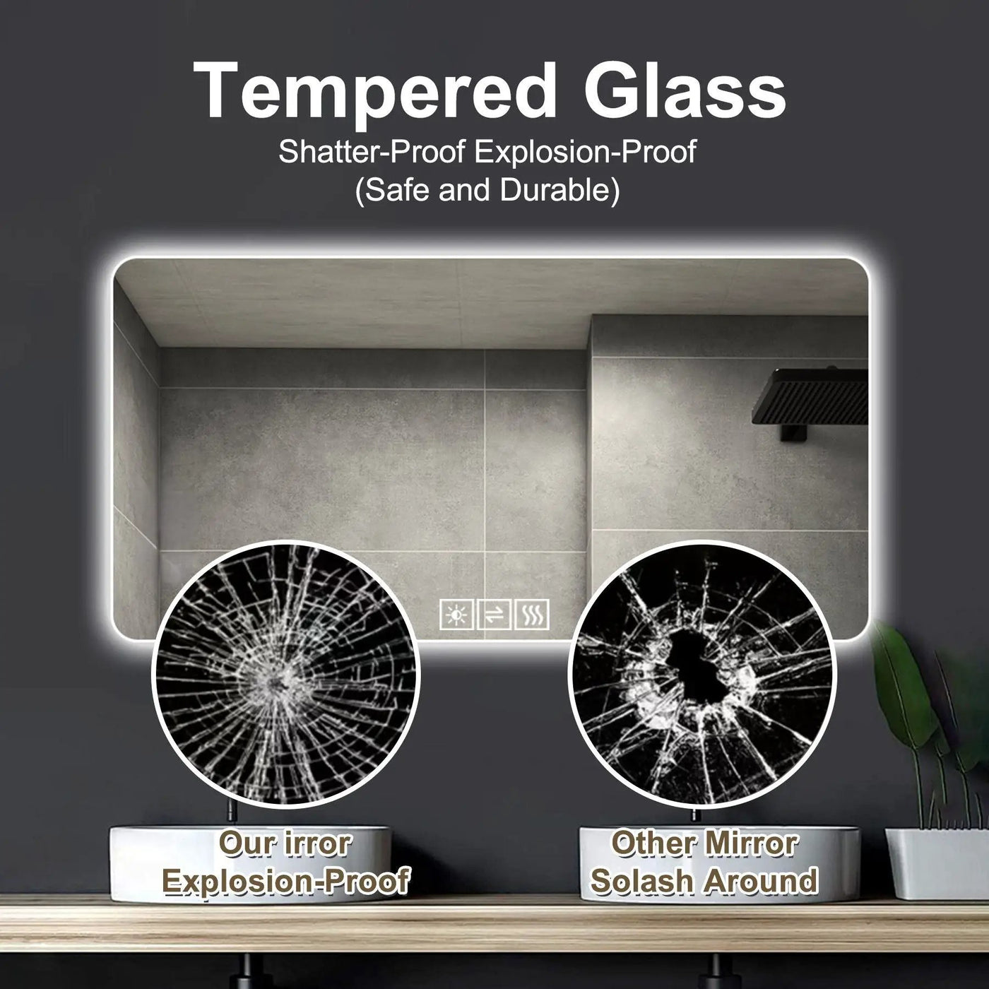 LED Bathroom Mirror With 3 Color Dimmable Backlight by HouseOfZazla