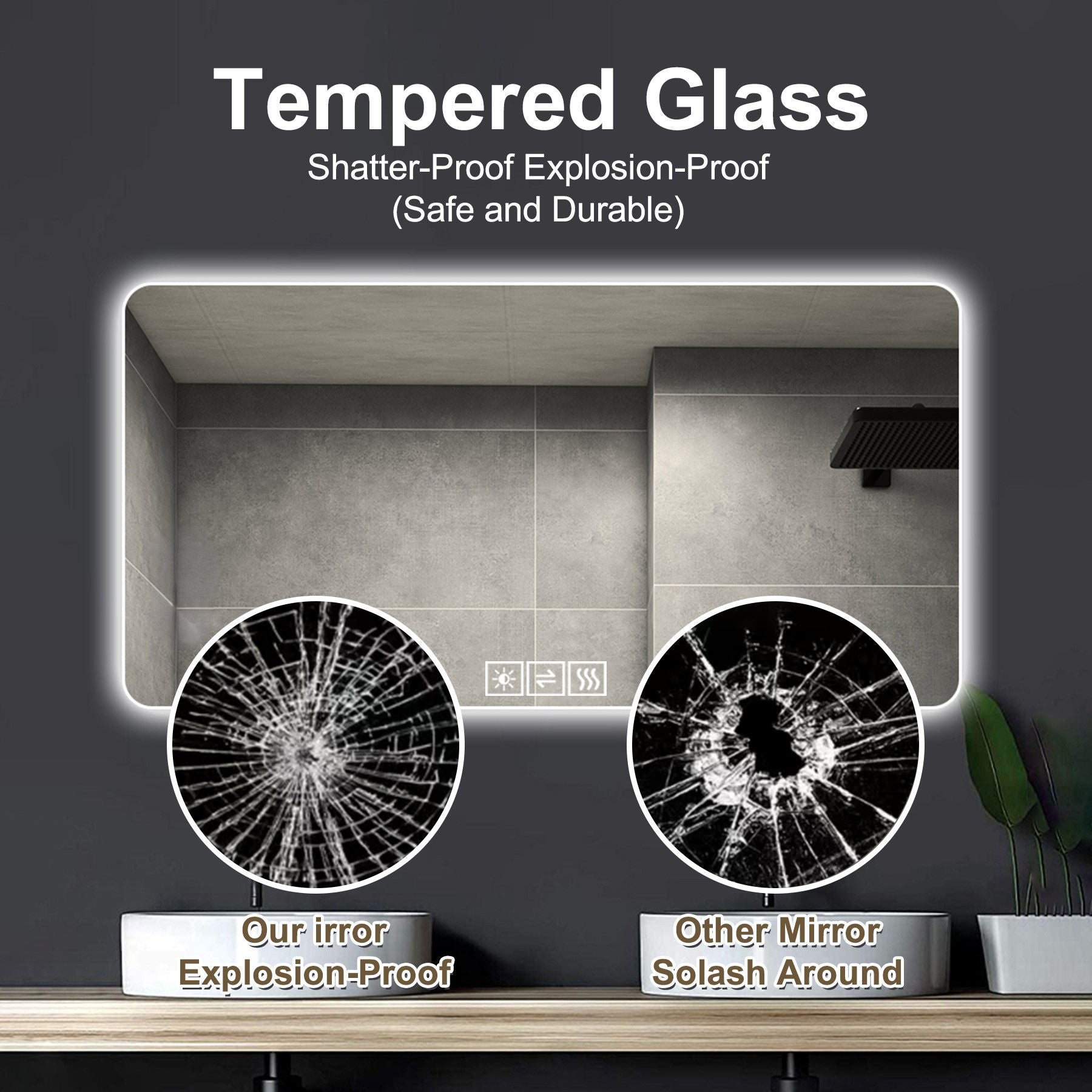 LED Bathroom Mirror With 3 Color Dimmable Backlight by HouseOfZazla