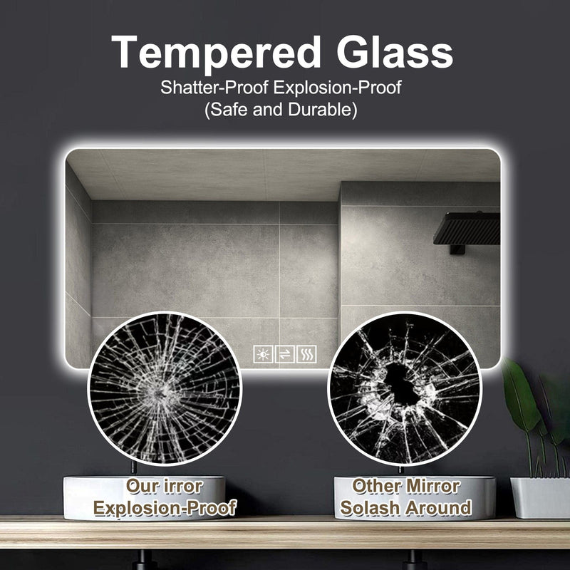 LED Bathroom Mirror With 3 Color Dimmable Backlight by HouseOfZazla