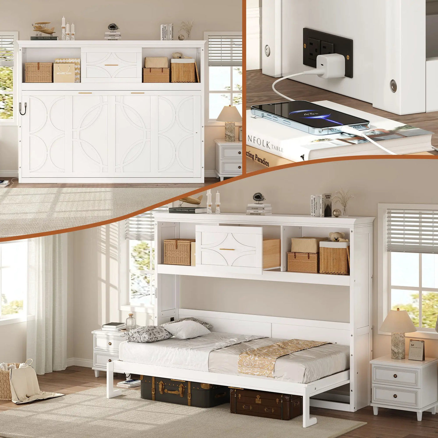 Murphy Bed With Charging Station And Drawer by Unique Piece Furniture