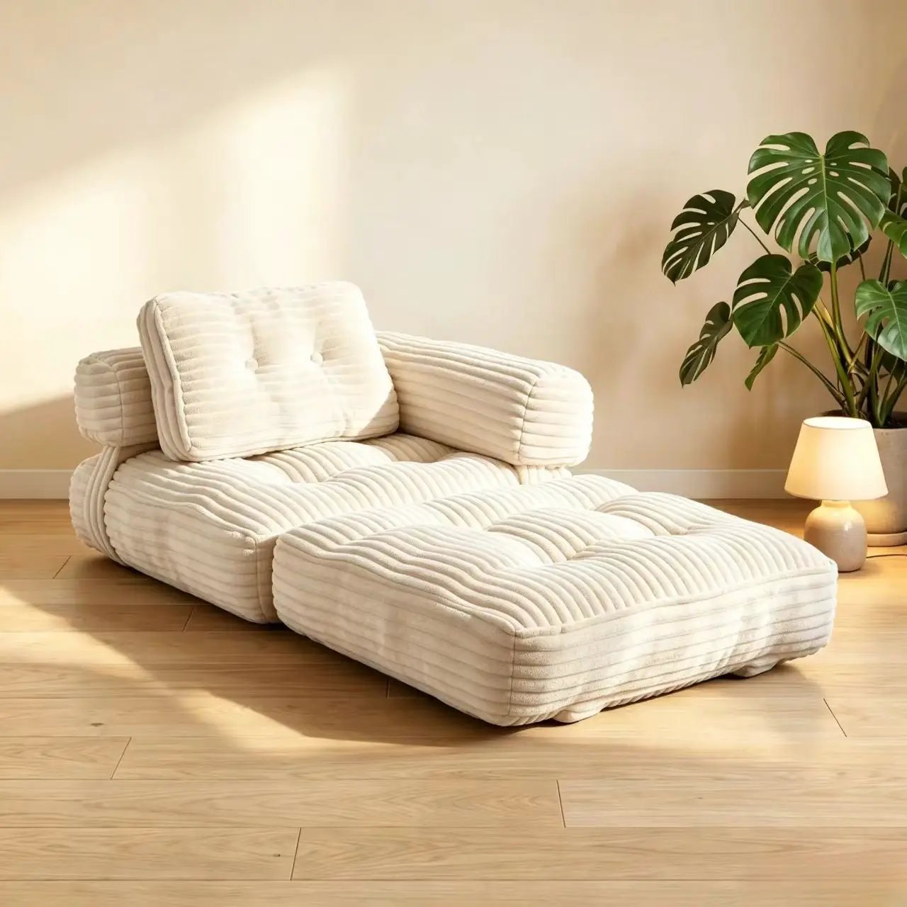 Boneless Foldable Floor Sofa Bed with Armrest & Pillows by HouseOfZazla
