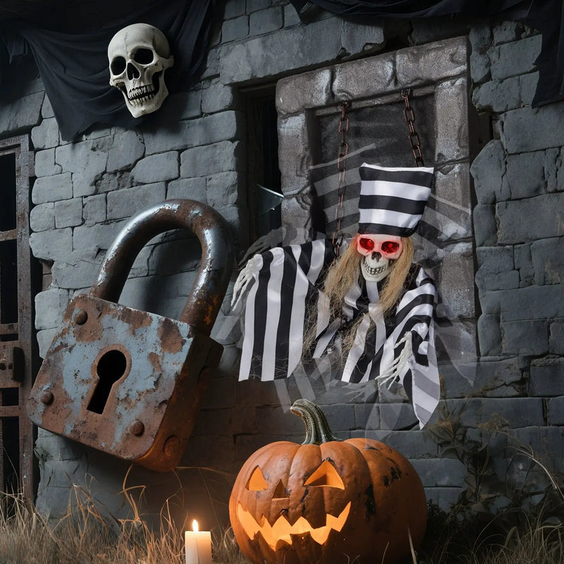 Animated Halloween Decoration 18 Inch Hanging Skull Prisoner by DirectDeals