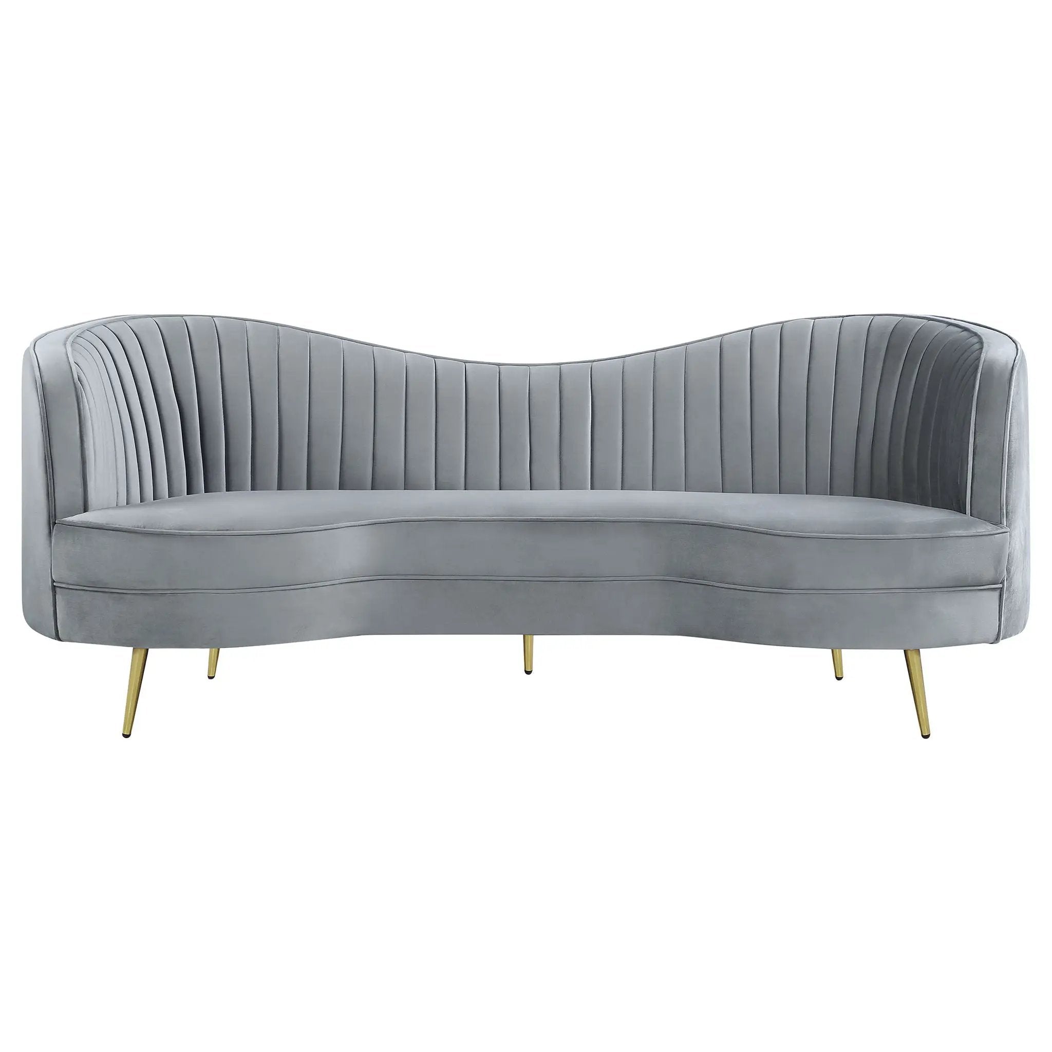 Sophia Upholstered Channel Tufted Sofa Grey by Unique Piece Furniture