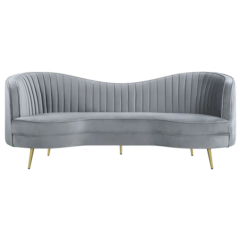 Sophia Upholstered Channel Tufted Sofa Grey by Unique Piece Furniture