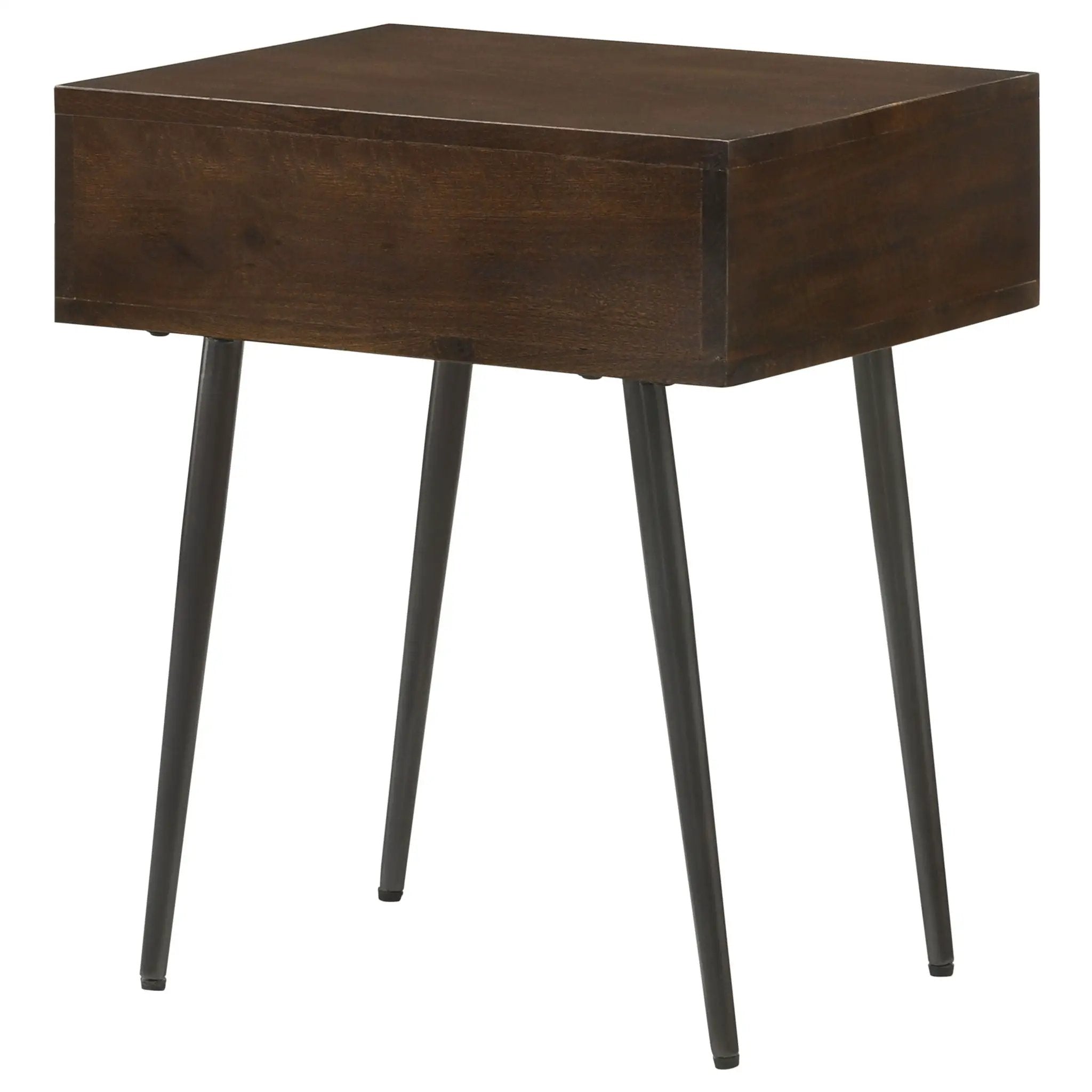 Gibson - Coffee 1 Drawer Rectangular Side Table With Angled Legs - Coffee by HouseOfZazla