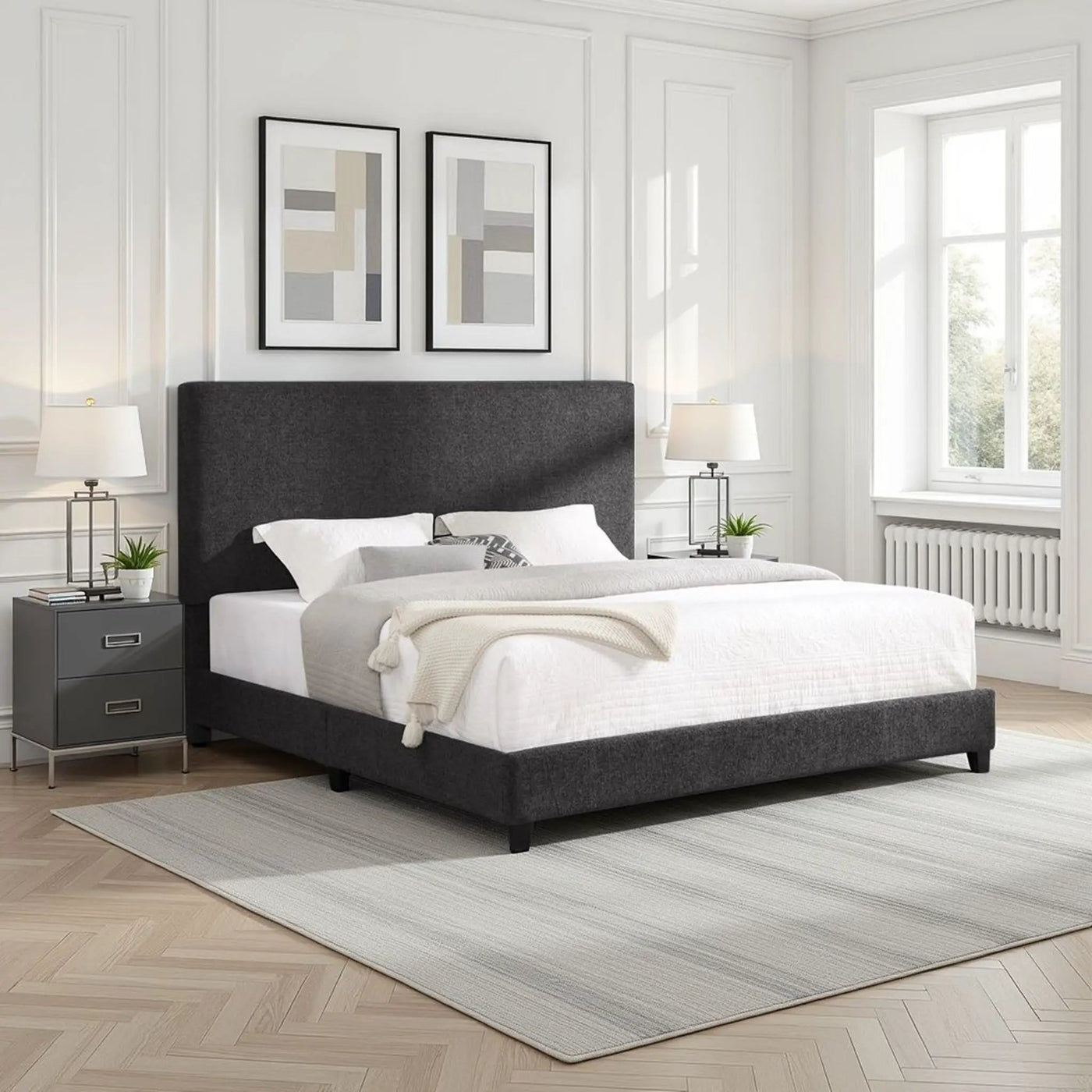 Platform Bed & Upholstered Headboard by HouseOfZazla