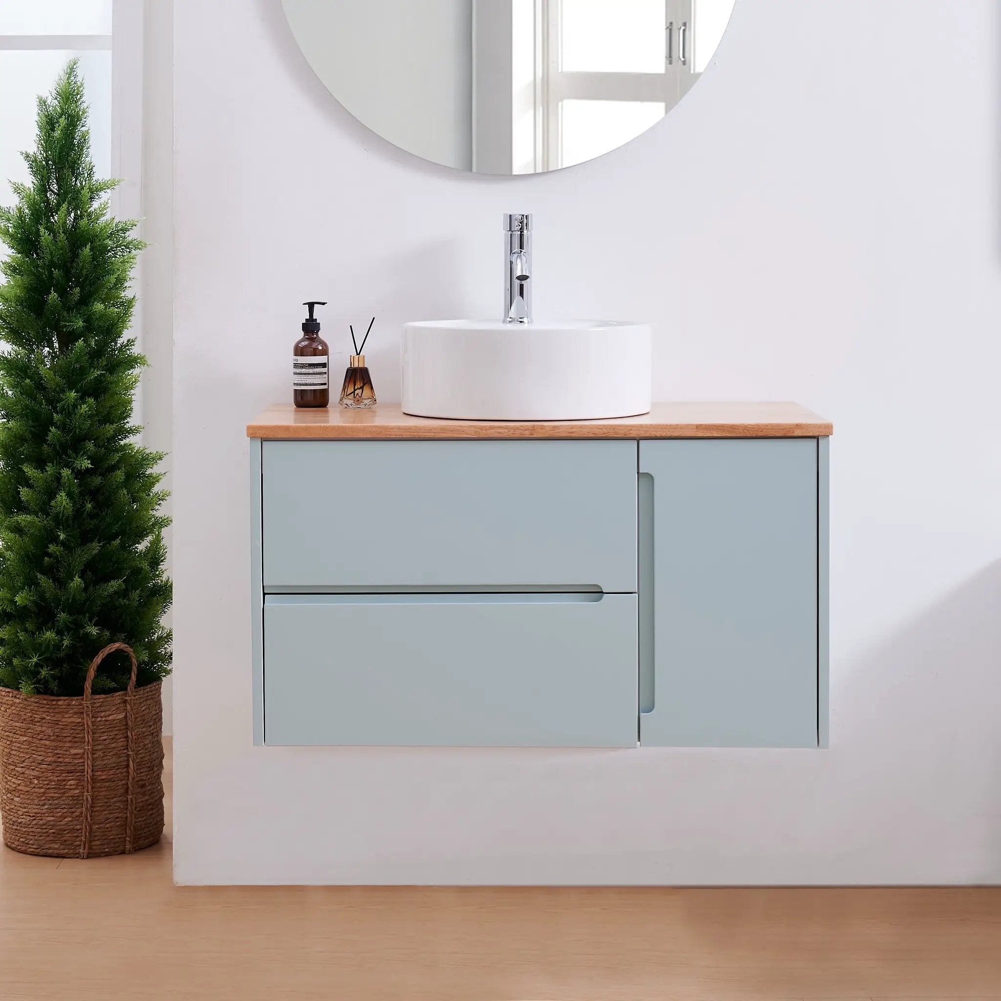36-Inch Double Drawer + Single Door Wall-Mounted Bathroom Vanity by HouseOfZazla
