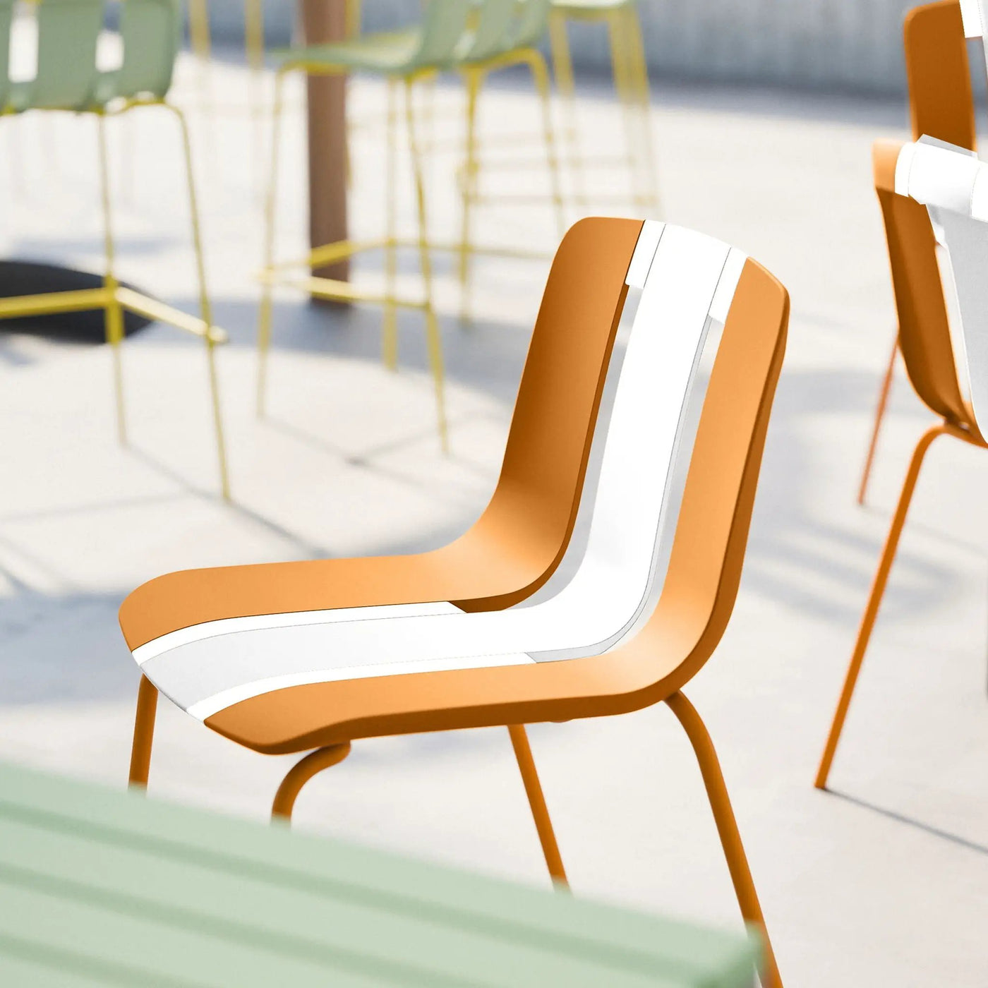Modern Striped Blocking Single Chairs Set of 4 by HouseOfZazla