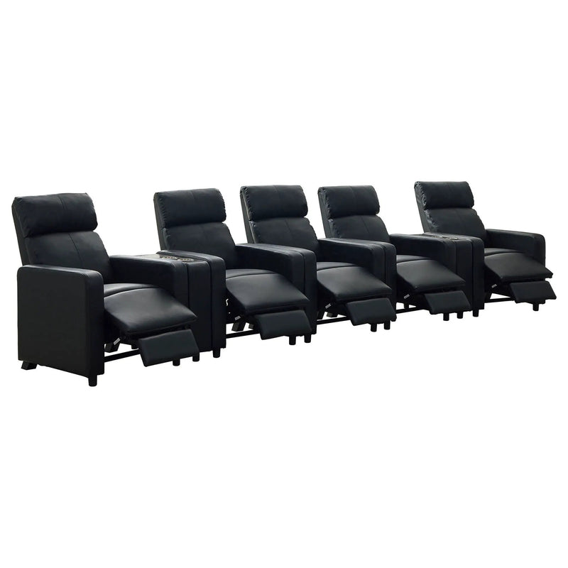 Toohey Upholstered Tufted Recliner Living Room Set Black by Unique Piece Furniture