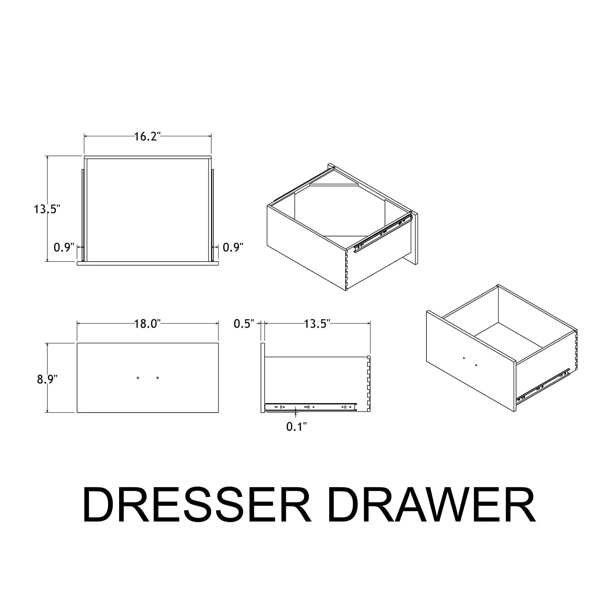 Augusta - Dresser, 7 Spacious Drawers, Block Feet - Beige Brown by HouseOfZazla