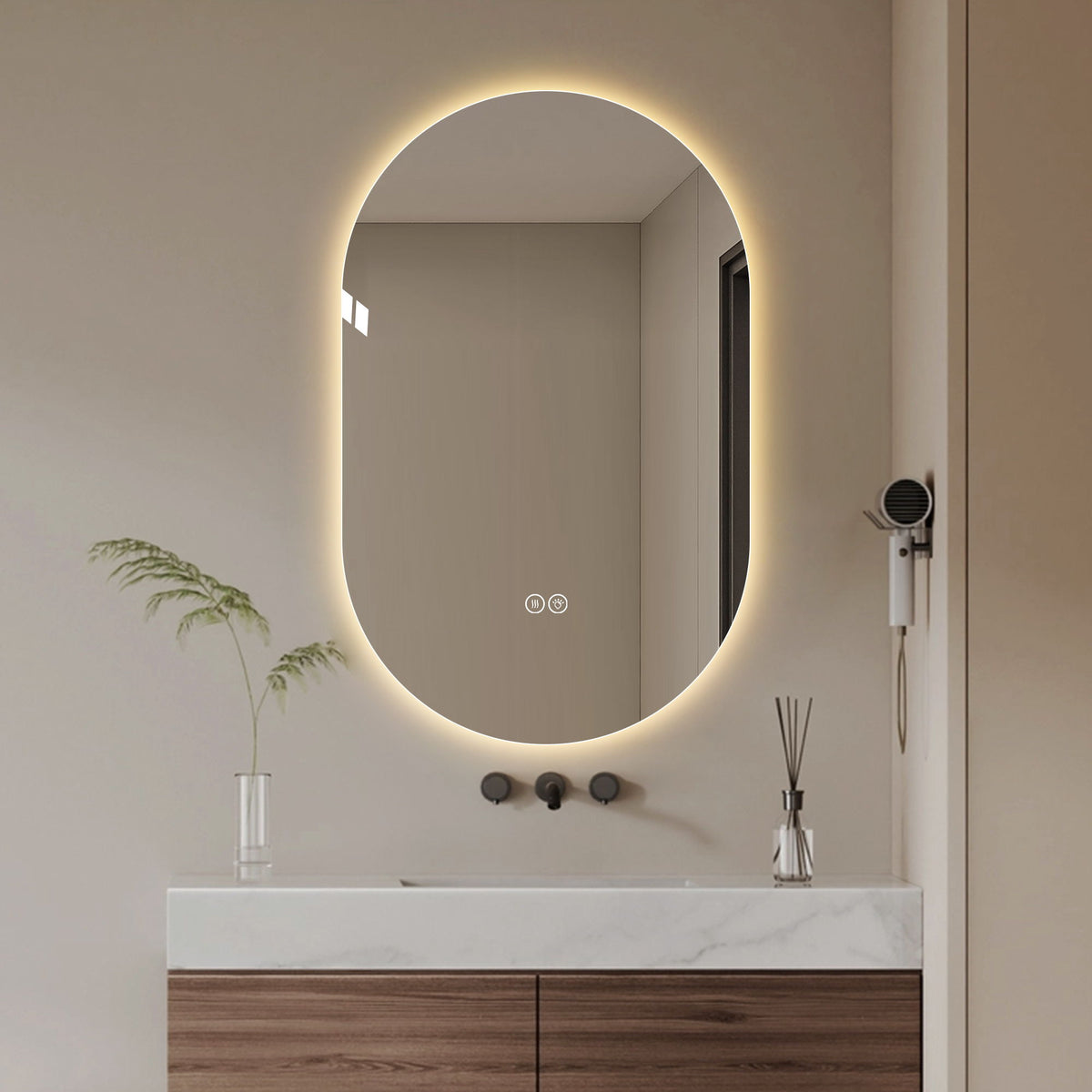 Smart LED Wall Mounted Mirror with Touch Screen and Adjustable Lighting - Pearl Silver, photo 11 of 18