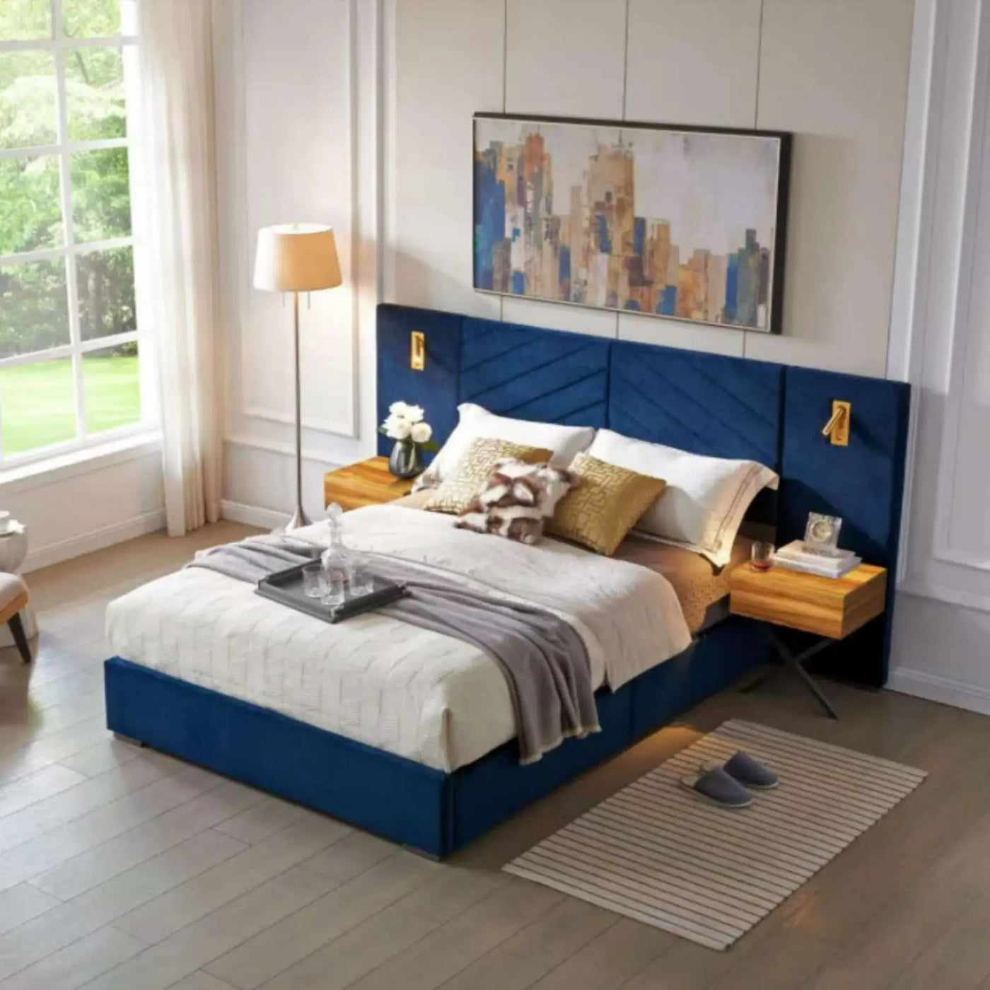 Upholstered Bed Frame With Vertical Channel Tufted Wingback Headboard by HouseOfZazla
