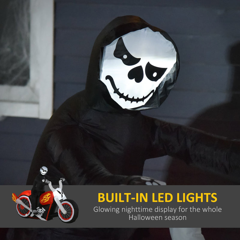 6' Halloween Inflatable Grim Ghost Biker with LED Lights - White, photo 7 of 10